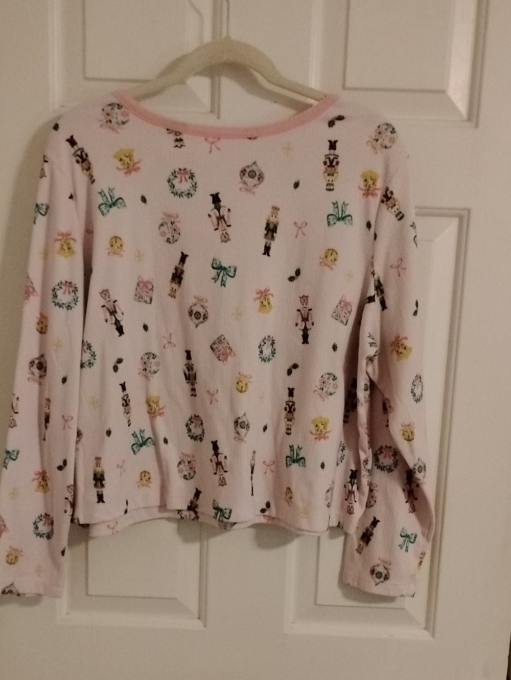 Holiday Time Light Pink Nutcracker Print Long Sleeve Tee